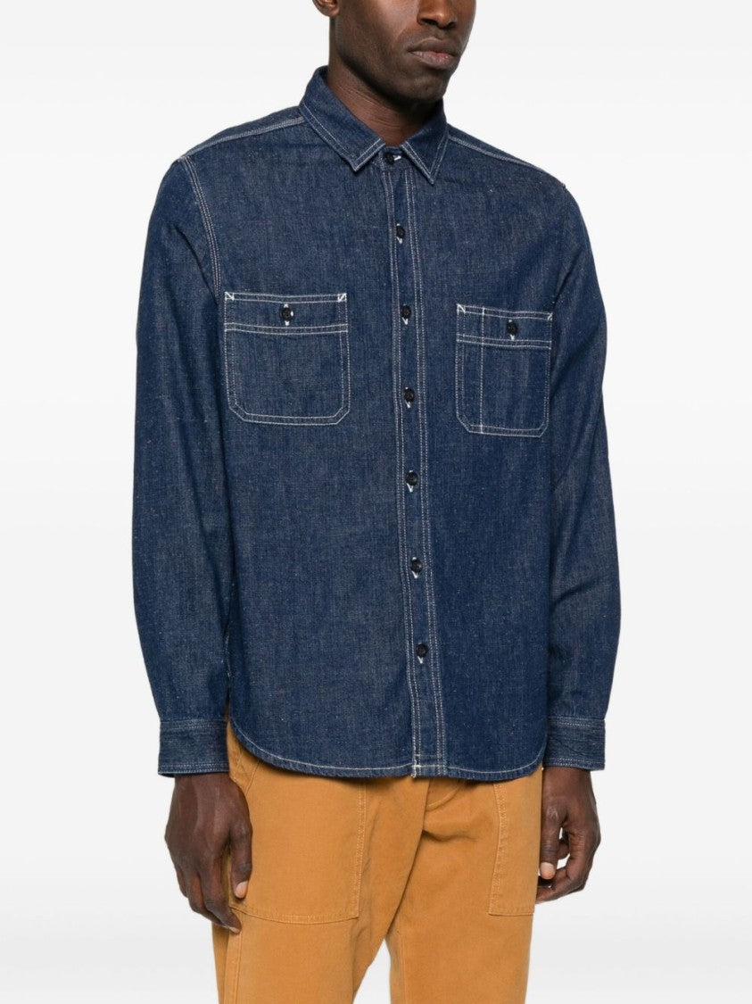 Chesapeake's Dark Blue Denim Shirt With Classic Collar