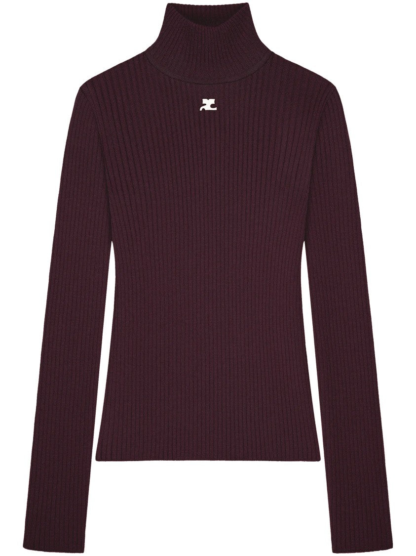 Courrèges Reedition Knit High-Neck Ribbed Jumper
