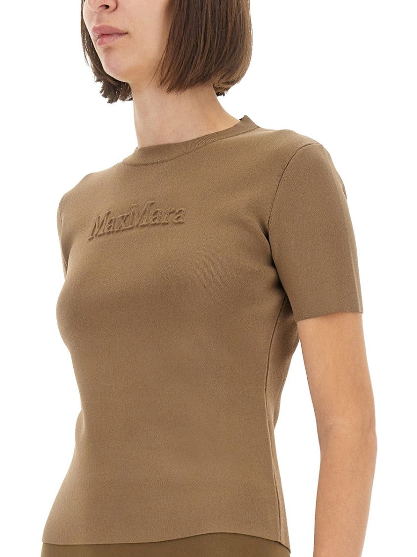 Max Mara Adelio Slim-Fit Brown Viscose-Blend T-Shirt