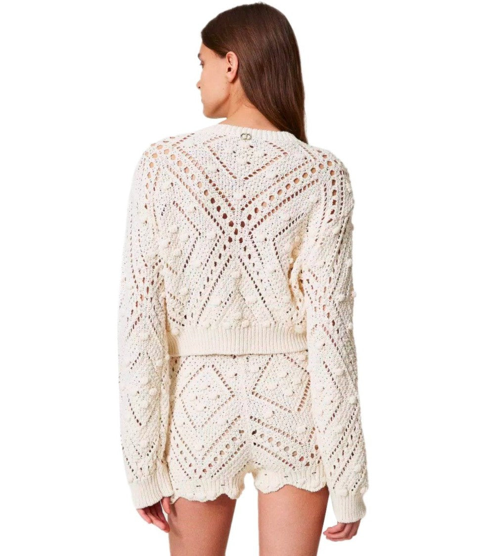 Twin-Set Light Natural Cropped Cardigan