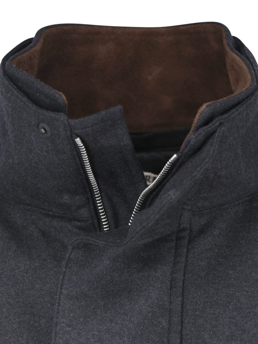 Auralee Black Structured High Collar Jacket