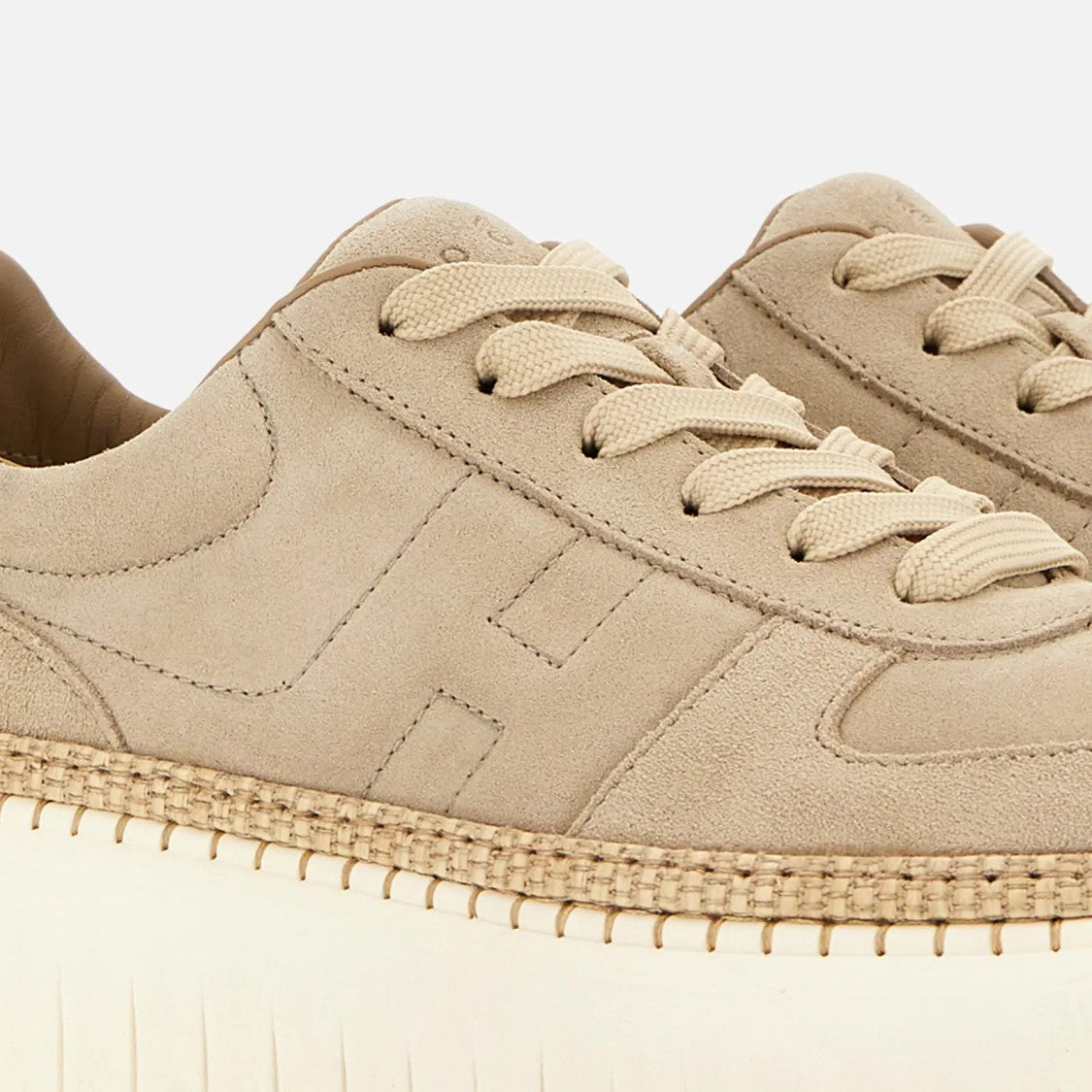 Hogan Light Biscuit H710 H-Stripes Basket Sneakers