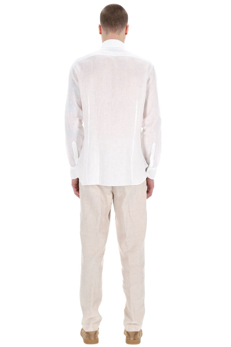 Barba Dandylife Line Solid Linen Tailored Shirt