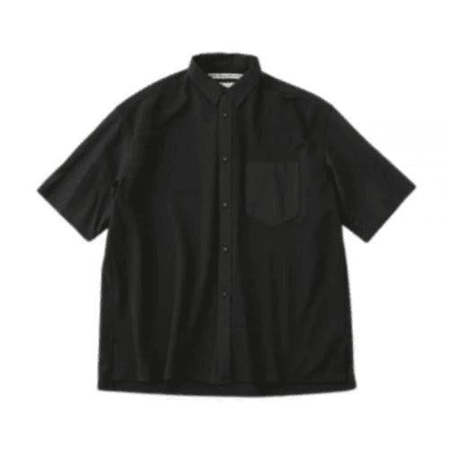 White Mountaineering Classic Black Short-Sleeved Shirt With Button-Down Front