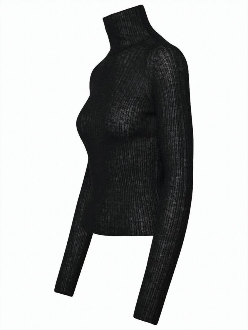 Saint Laurent Ribbed Black Turtleneck With Fitted Silhouette