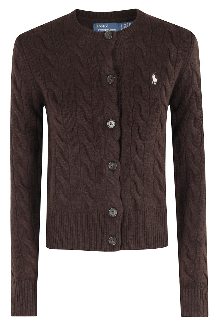 Polo Ralph Lauren Textured Cable Knit Brown Cardigan Sweater