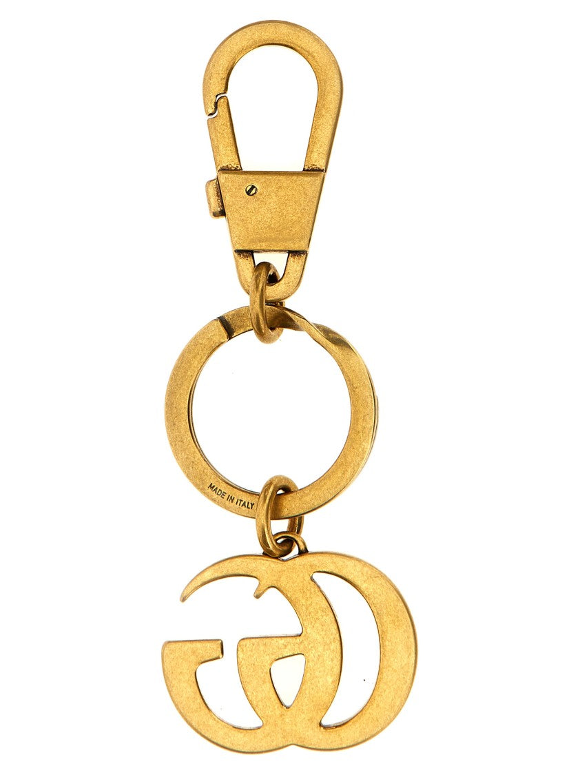 Gucci Antiqued Gold Metal Keyring With 'Doppia G' Charm