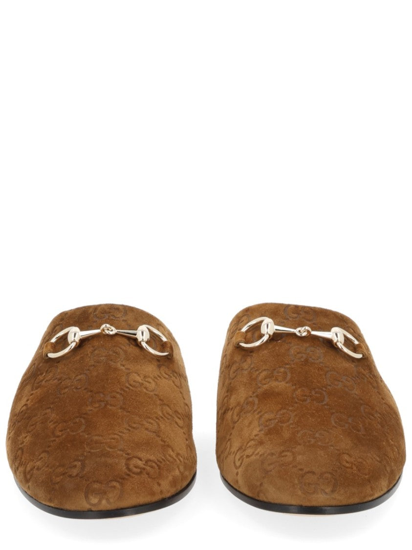 Gucci Monogram Horsebit Calfskin Mules