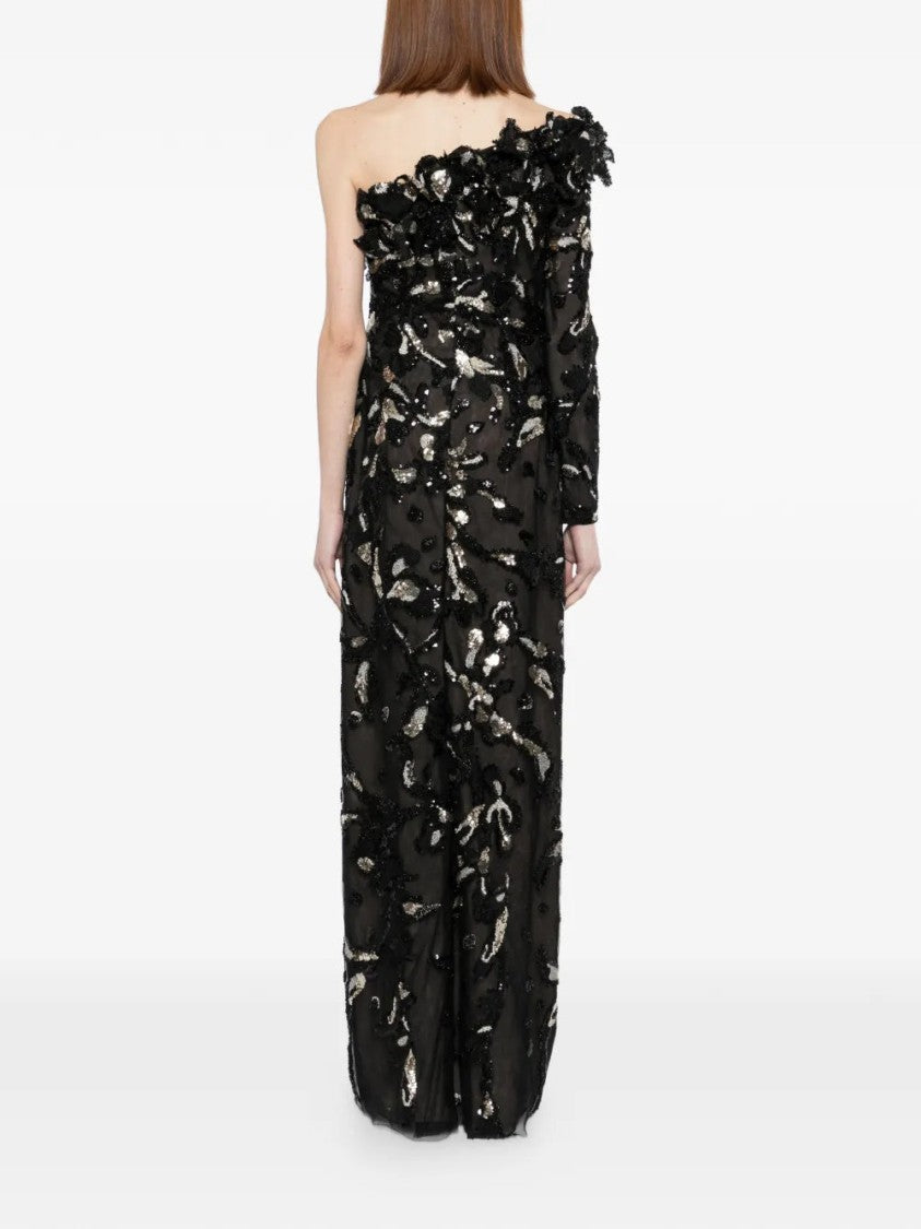 Saiid Kobeisy One-Shoulder Embroidered Tulle Dress