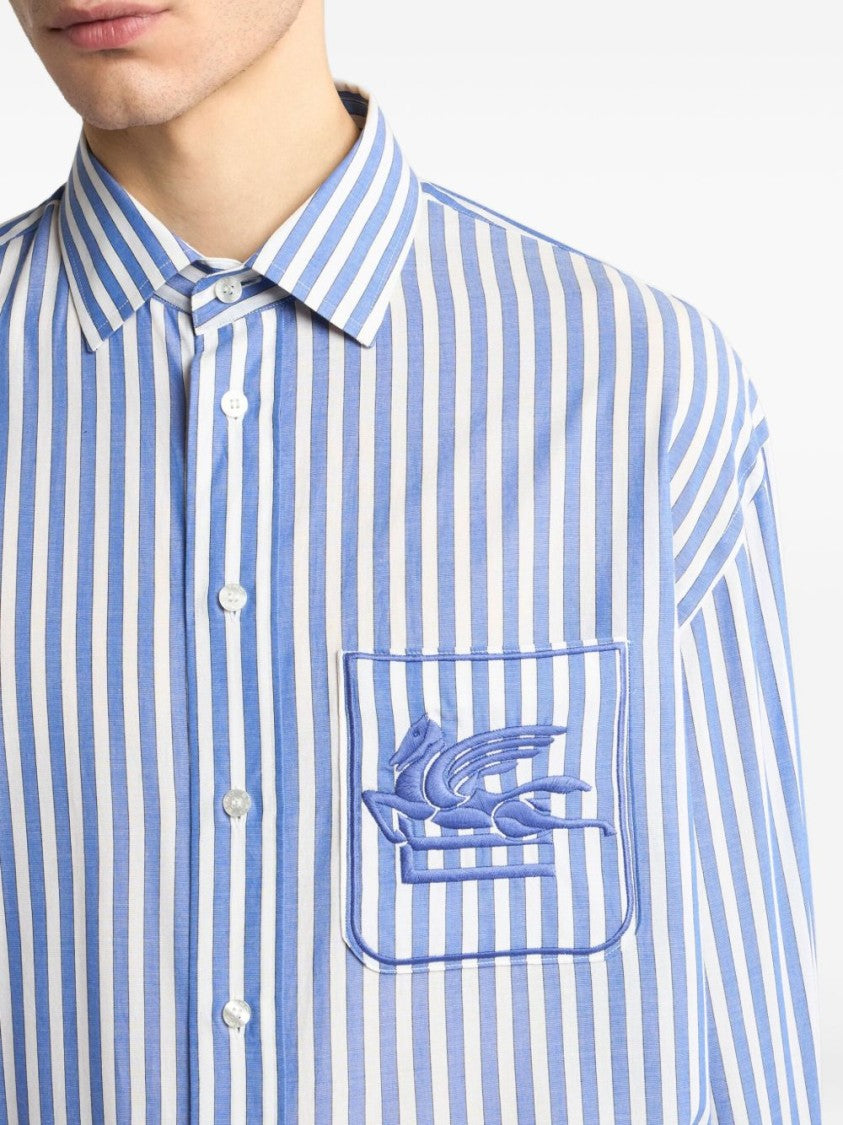 Etro Long-Sleeve Striped Shirt With Chest Pocket