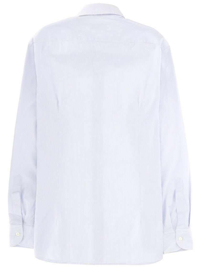 Lardini White Cotton Pointed Collar Shirt