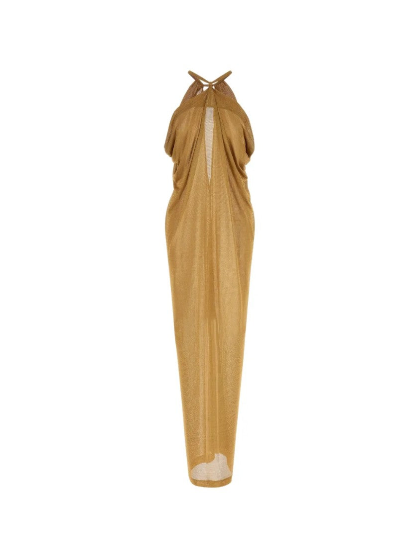 Alberta Ferretti Flowing Maxi Dress With Halter Neckline And Keyhole Detail
