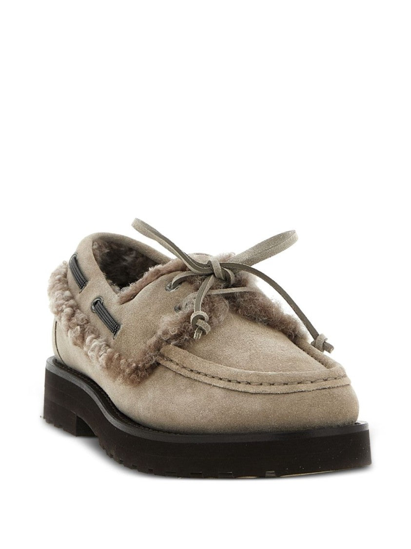 Brunello Cucinelli Moccasin-Style Flats With Suede Exterior