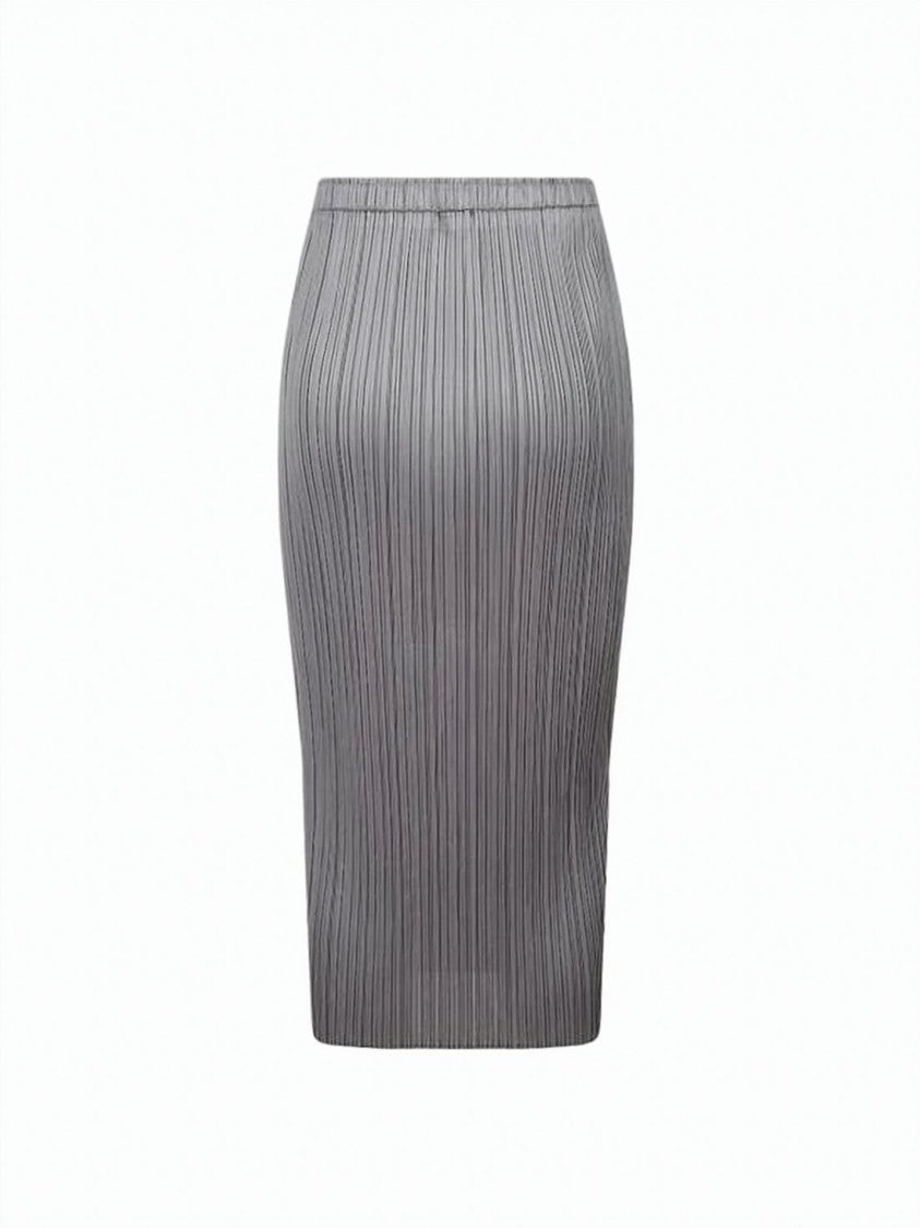 Pleats Please Grey Midi Skirt With Finely Pleated Texture