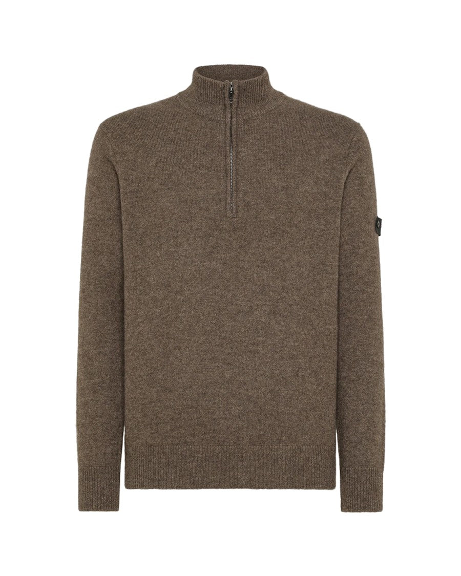 Peuterey Half-Zip Knit Sweater In Premium Yak Wool Blend