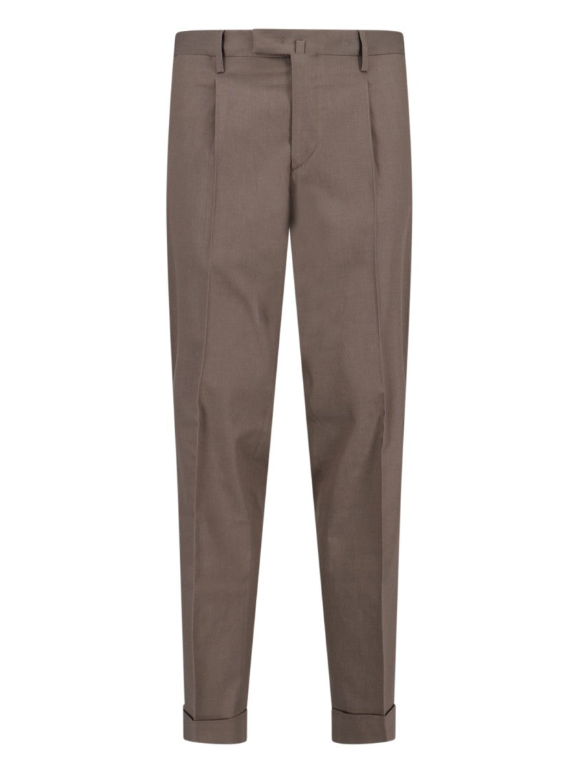 Briglia Straight Leg Chinos In Brown Cotton