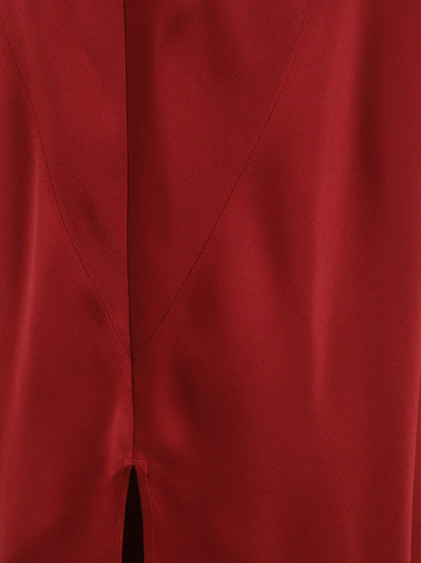 Antonelli Floor-Length Red Dress With Cowl Neckline And Sleek Silhouette