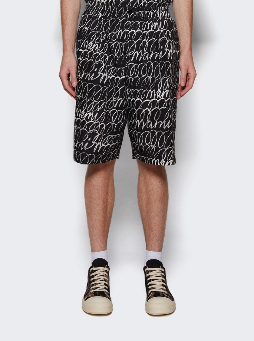 Marni Poplin Drawstring Scribble Shorts
