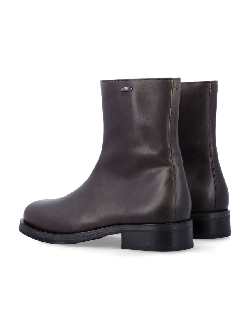 Our Legacy Rounded Toe Brown Leather Camion Boots