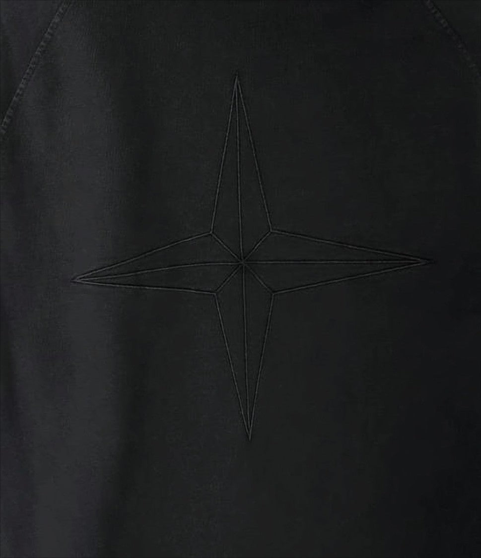 Stone Island Black Hoodie With Embossed Logo