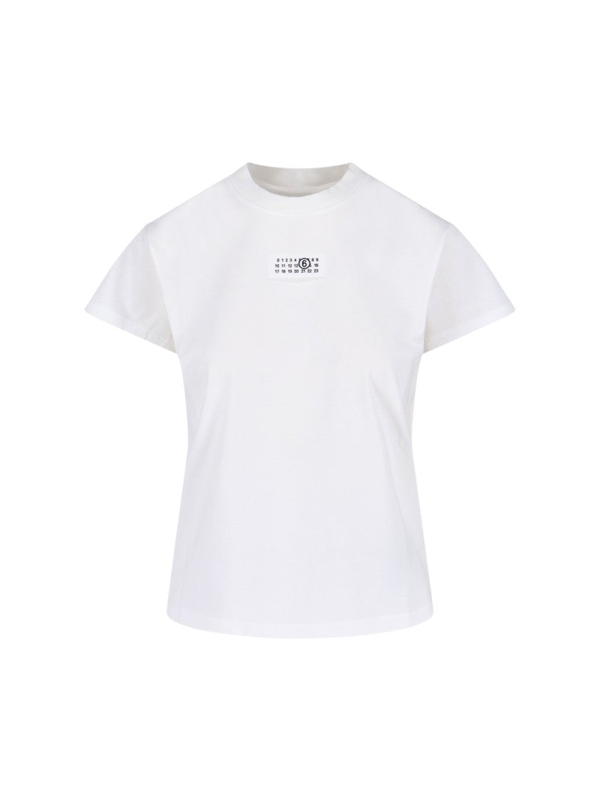 Mm6 By Maison Margiela Contrast Logo White Cotton T-Shirt