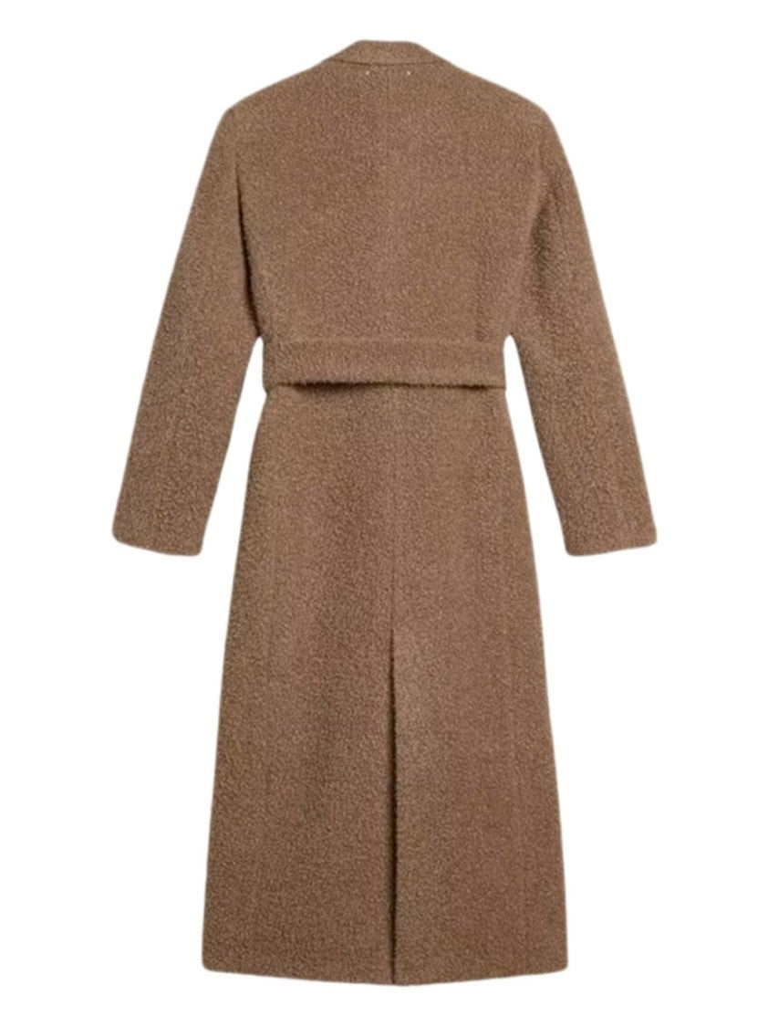 Golden Goose Mid-Length Brown Coat With Textured Fabric