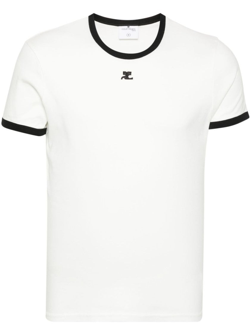Courrèges Fitted Silk And Nylon Contrast T-Shirt