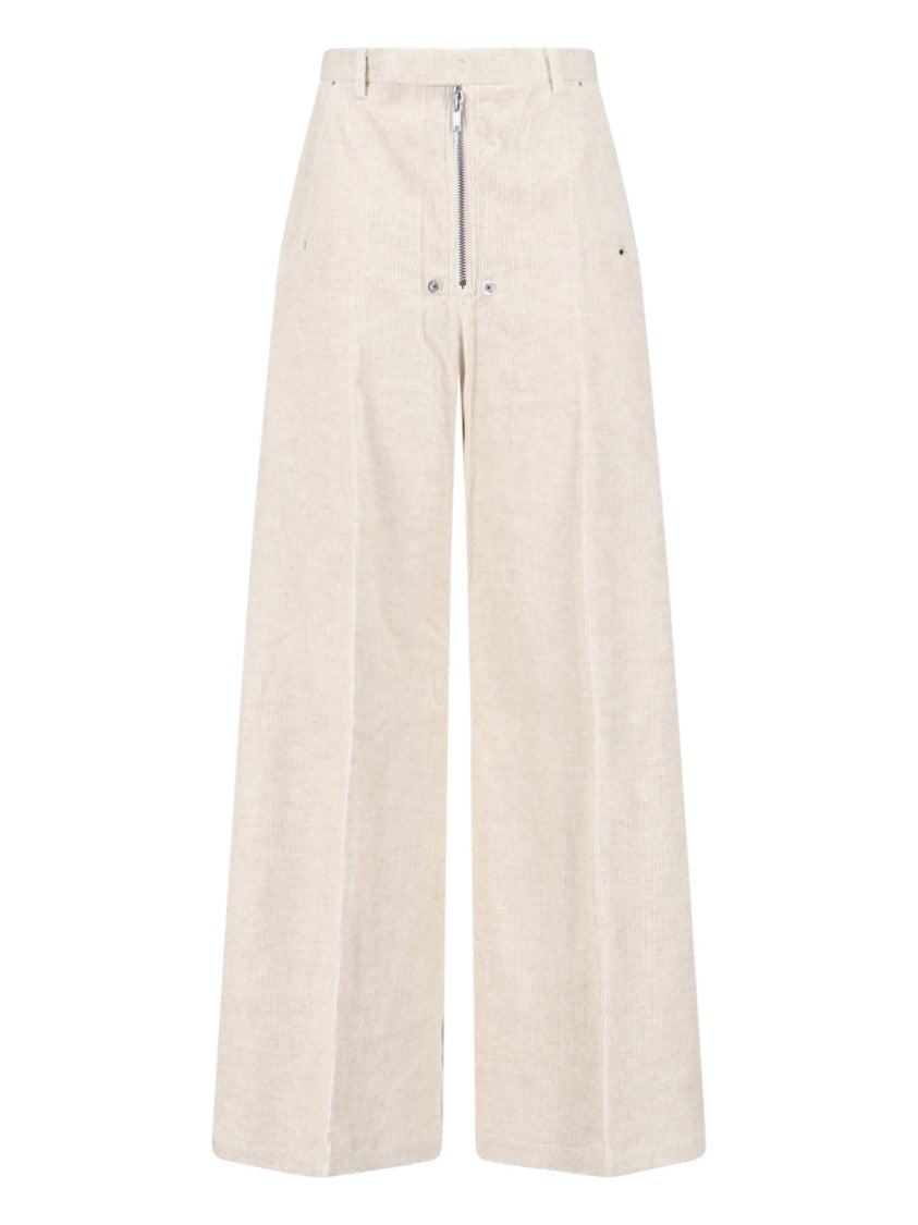 Rick Owens Wide-Leg Corduroy Trousers – Off-White