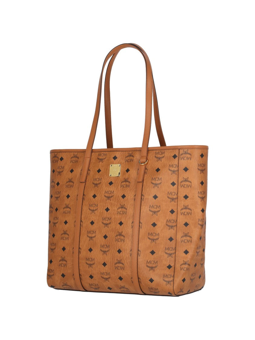 Mcm Visetos Brown Logo Tote Bag