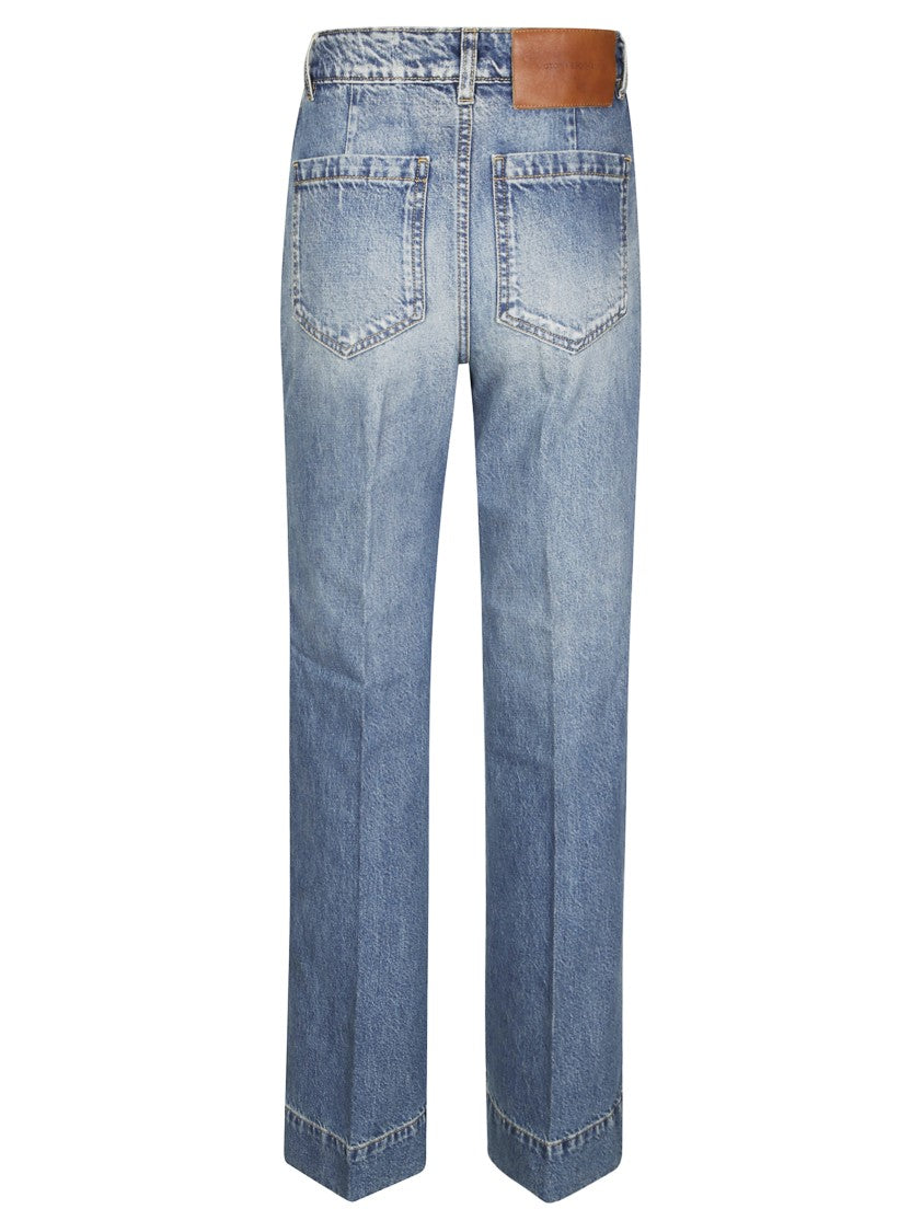 Victoria Beckham High-Waisted Straight Leg Denim Jeans With Minimalist Design