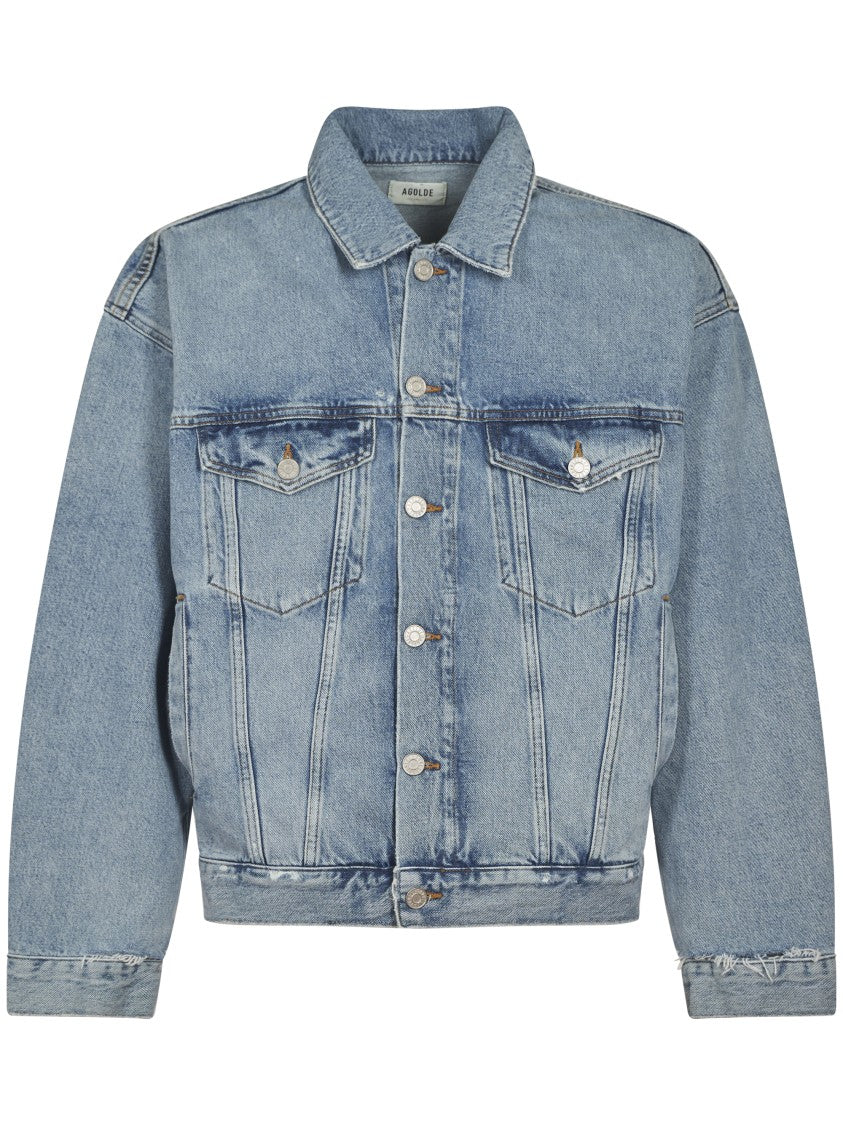 Agolde Oversized Denim Jacket With Vintage Distressing