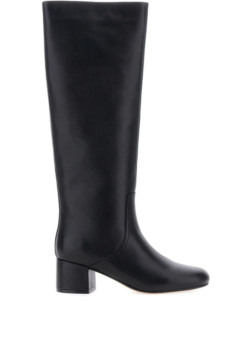 Twin-Set Knee-High Calf Leather Ankle Boots With Silhouette