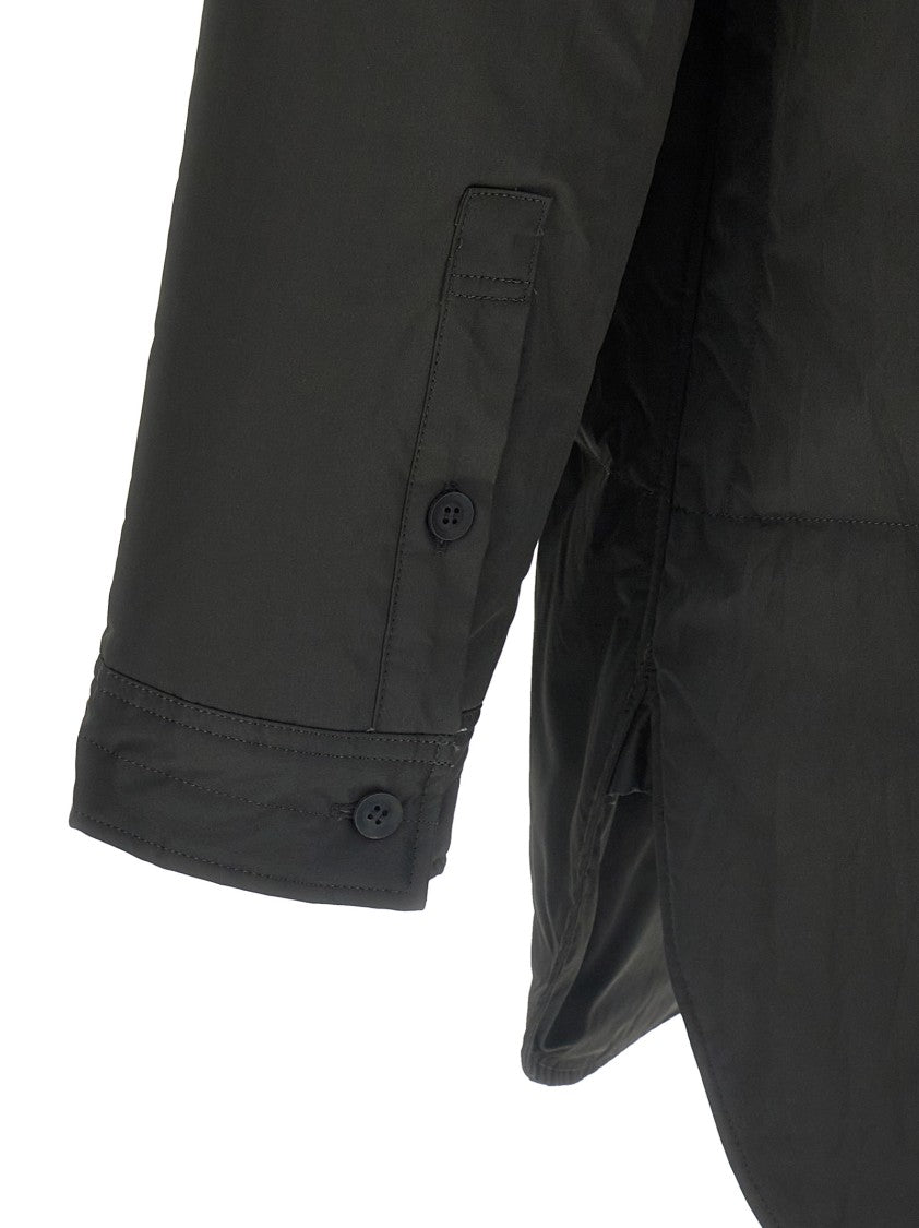 Yohji Yamamoto Lightweight Padded Nylon Overshirt With Abstract Front Print
