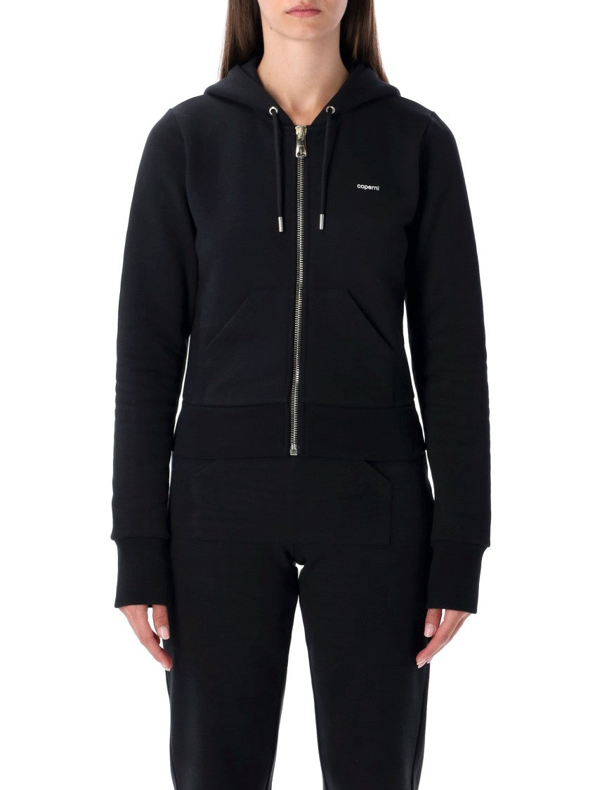 Coperni Fitted Zip-Up Grey Organic Cotton Hoodie