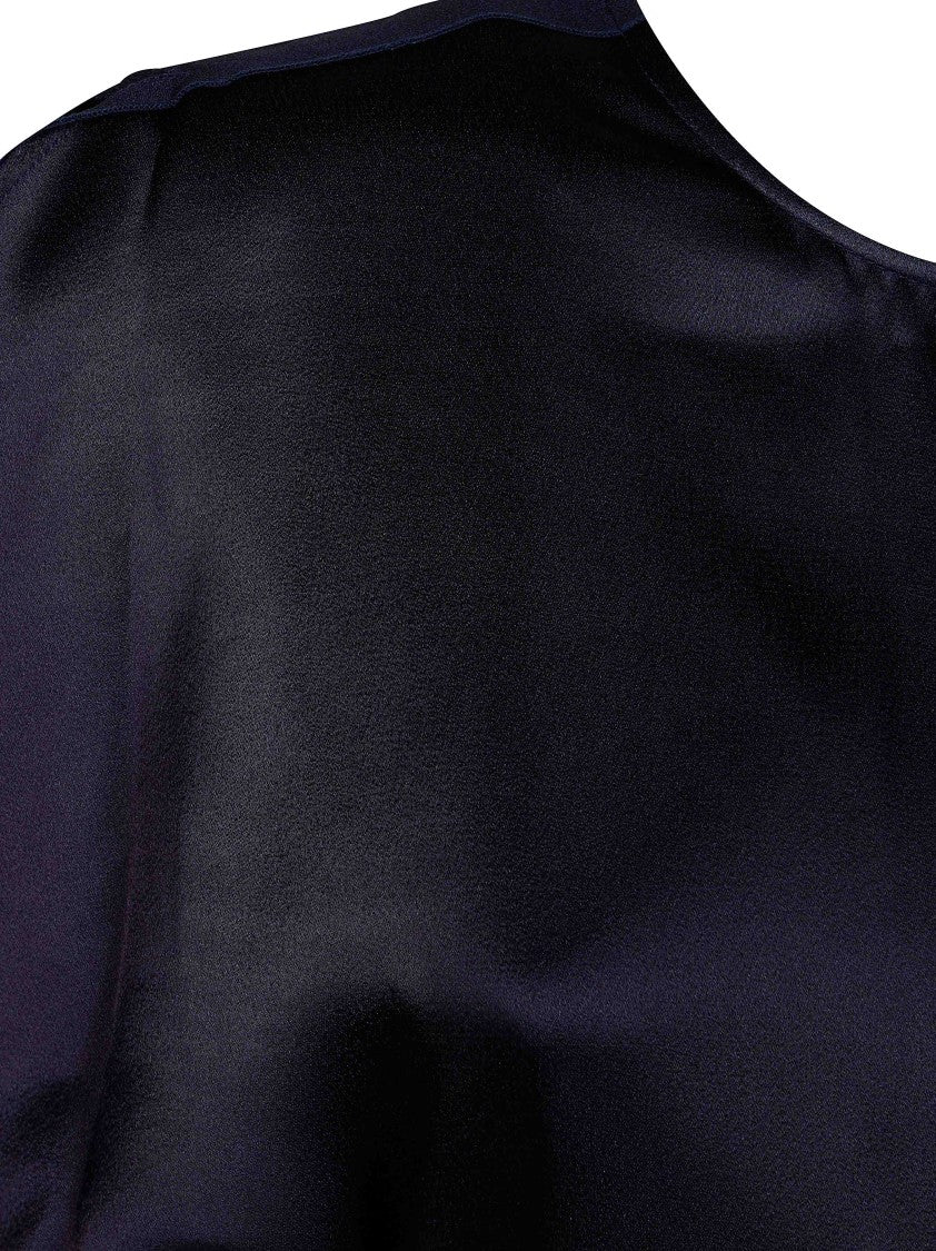 Victoria Beckham Black Bela Satin-Finish Gathered Midi Dress