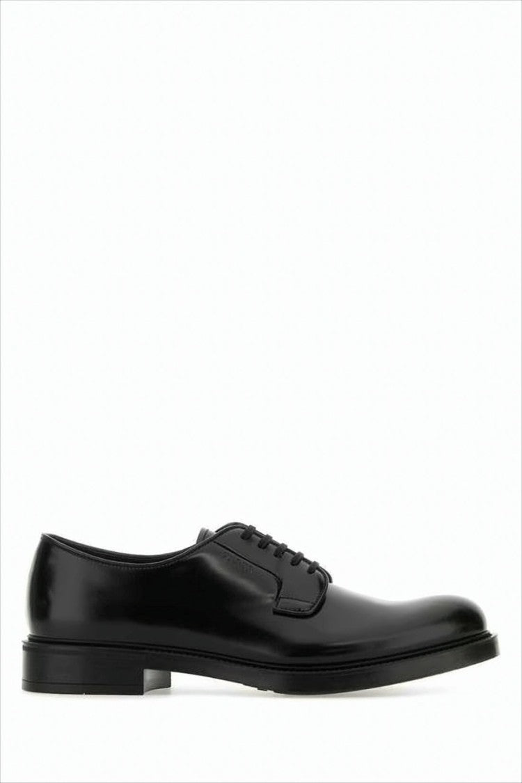 Prada Polished Black Leather Lace-Up Dress Shoes