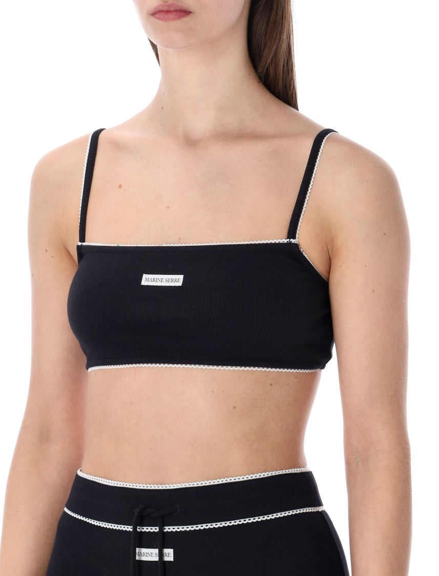 Marine Serre Ribbed Fine Strap Bra