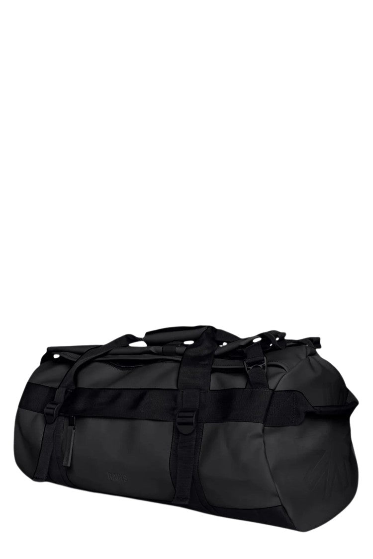 Rains Black Texel Duffel Small Two-Way Zip Polyester Duffle Bag