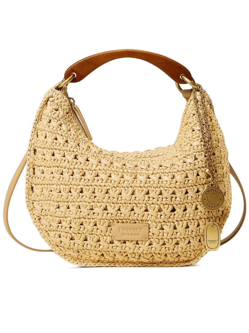 Twin-Set Medium Crescent Woven Handbag
