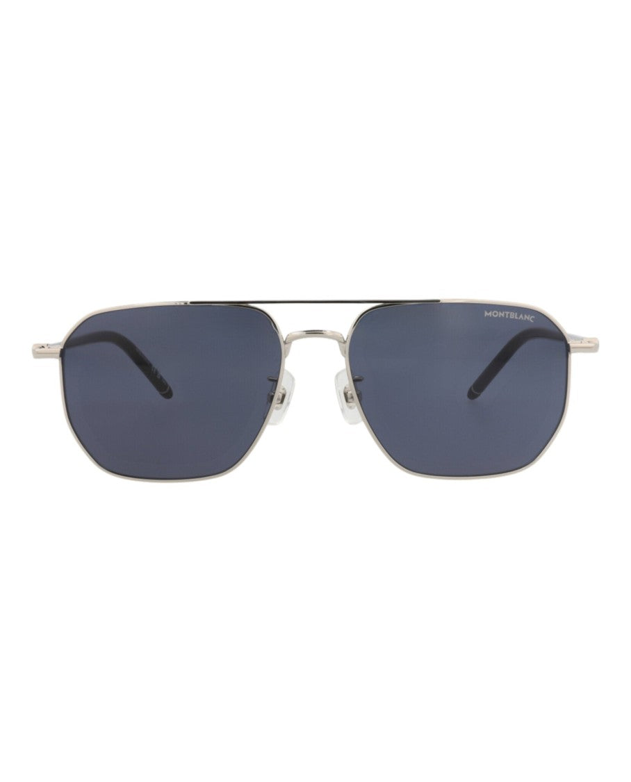 Montblanc Aviator-Frame Metal Sunglasses With Silver Finish