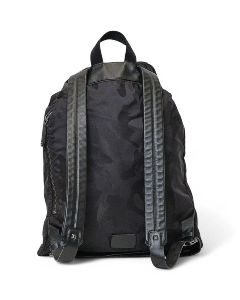 Valentino Black Camouflage Nylon Backpack