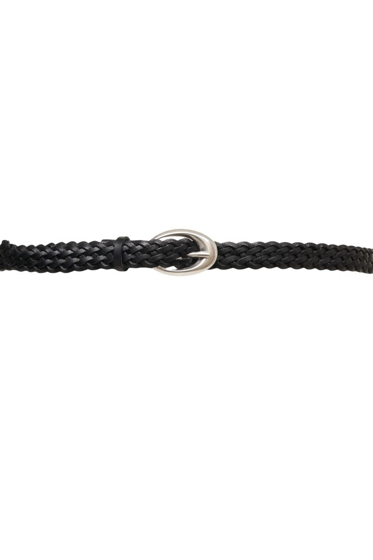 Orciani Braided Leather Belt With Rounded Metal Buckle