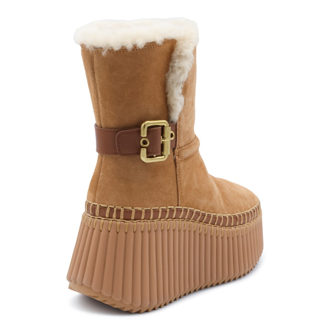 Chloé Plush Shearling Lined Suede Platform Boots