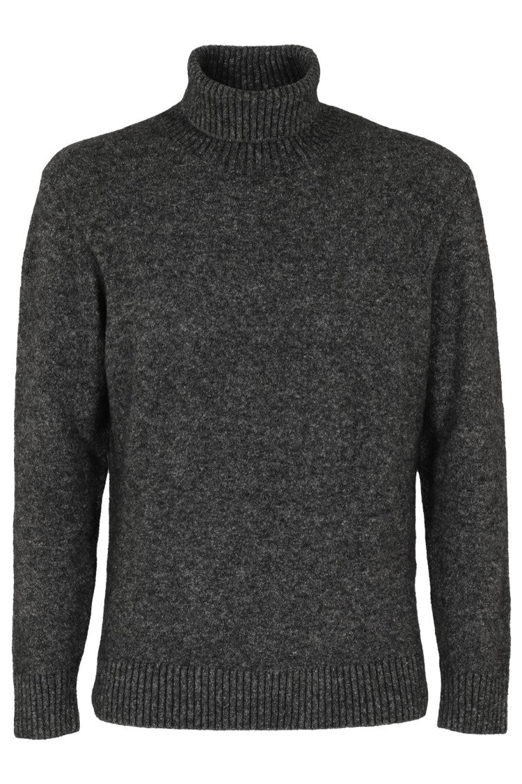 Kangra High Collar Knit Pullover With Ribbed Detailing