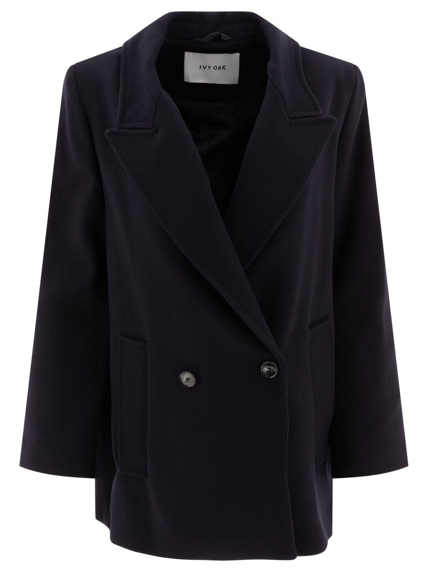 Ivy & Oak Blue Double-Breasted Jacket With Tailored Fit
