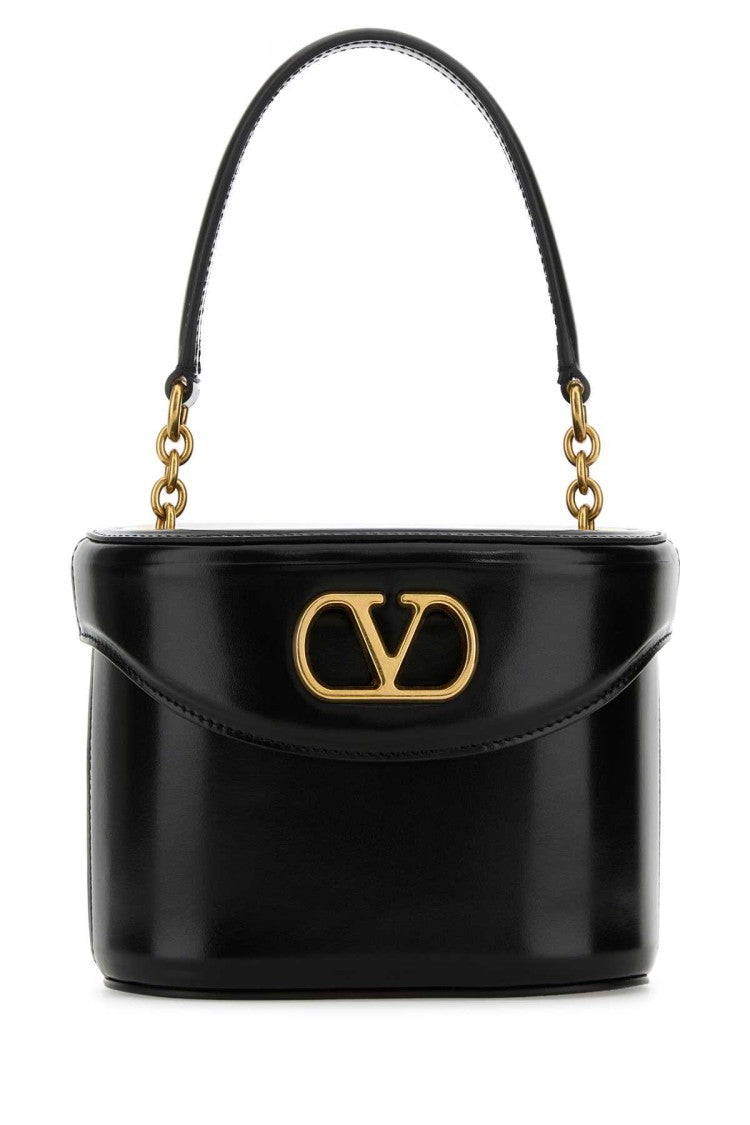 Valentino Garavani Black Leather Vlogo Signature Bucket Bag