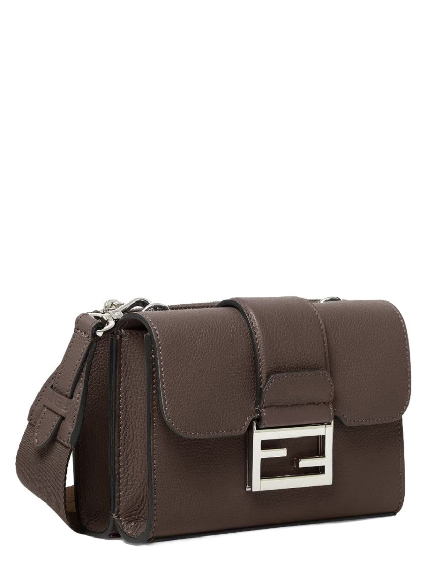 Fendi Leather Pebbled Baguette Shoulder Bag