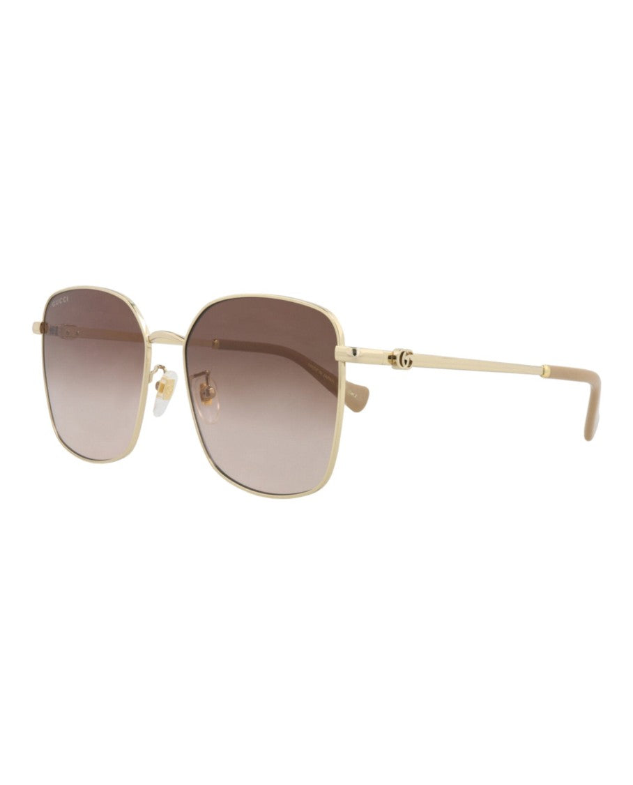 Gucci Square-Frame Metal Sunglasses