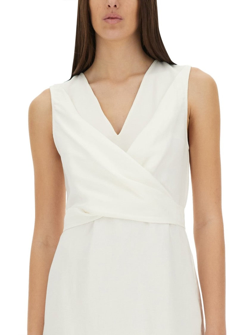 Brunello Cucinelli Wrap-Effect Maxi Dress With Deep V-Neckline