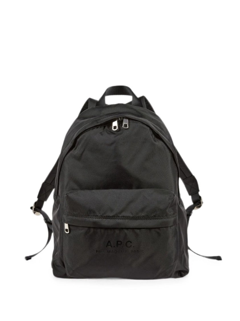 A.P.C. Black Logo-Print Zip-Around Adjusted Backpack